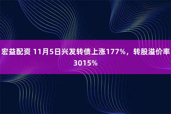 宏益配资 11月5日兴发转债上涨177%，转股溢价率3015%